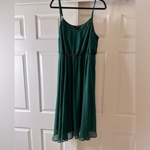 Women’s Torrid Dark Green chiffon pleated Midi Dress SZ 1 (14/16) lined